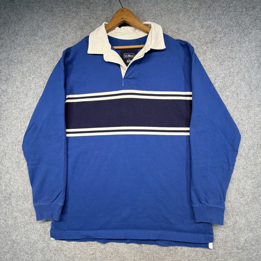 Vintage LL Bean Rugby Shirt Mens Large Tall Heavy Cotton Polo Preppy Y2K